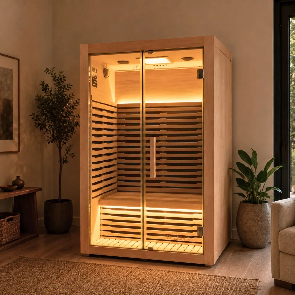 Inner Light Mali 2 indoor infrared sauna in a furnished room