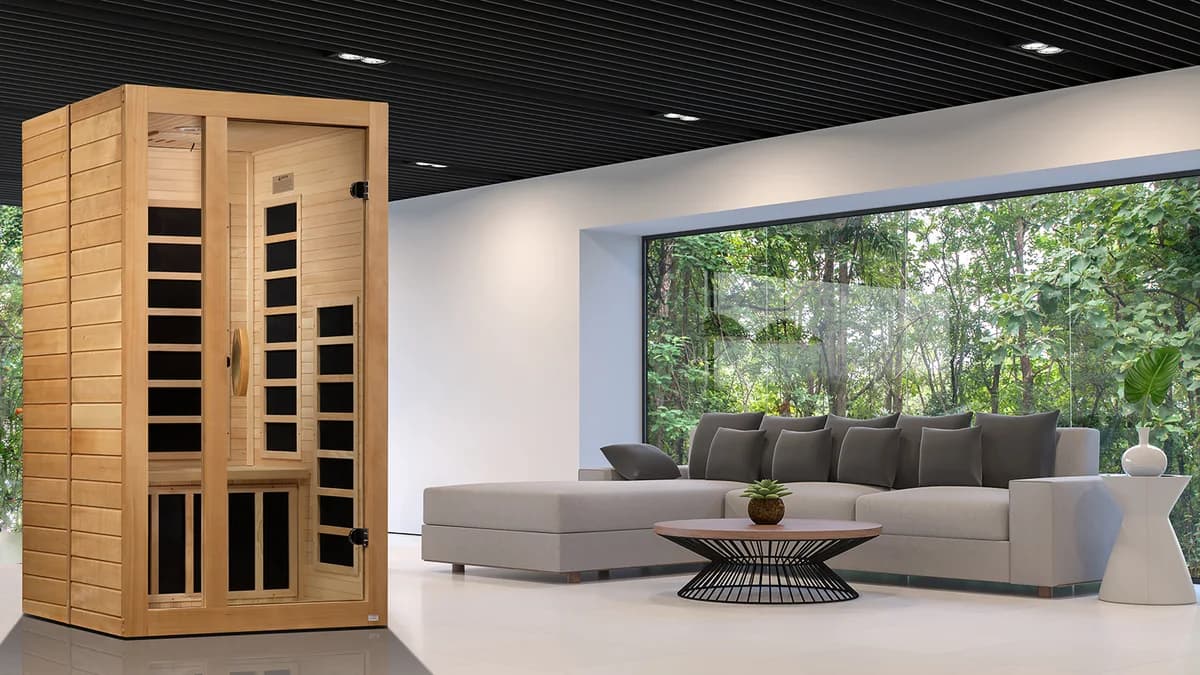 Golden Designs Dynamic infrared sauna in a contemporary living space