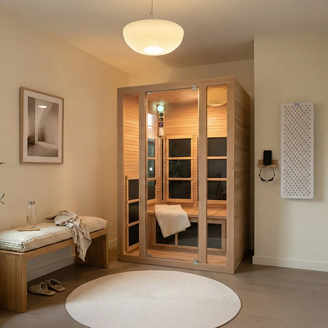 JNH Lifestyles Tosi sauna installed in a home room