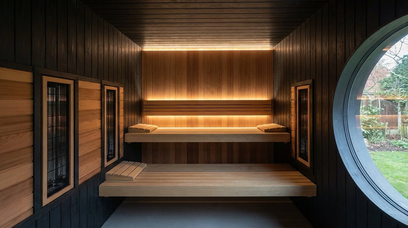 Person relaxing in sauna